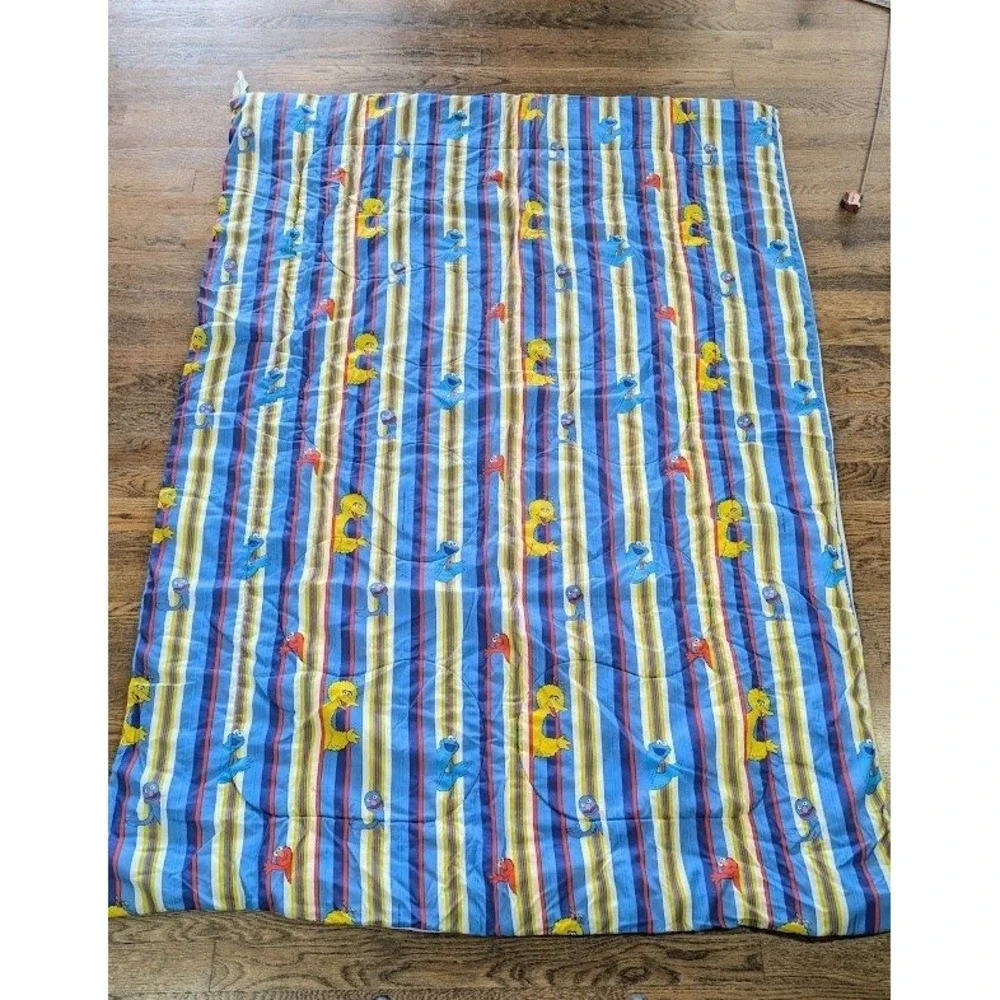 Vtg Sesame Street Twin‎ Comforter 85x60 Big Bird Elmo Cookie Monster Reversible